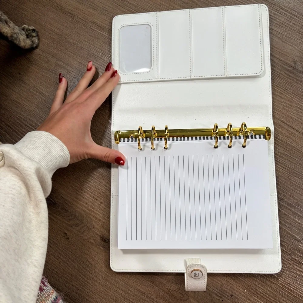 52 North White Vegan Leather 6-Ring Budget Planner Make Your Dreams Into Plans